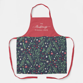 Tablier Christmas family apron | Hand drawn green branches