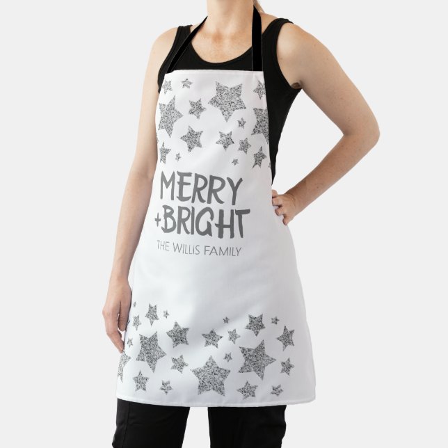 Tablier Christmas Sparkle Stars Joyeux Nom de famille (Insitu)