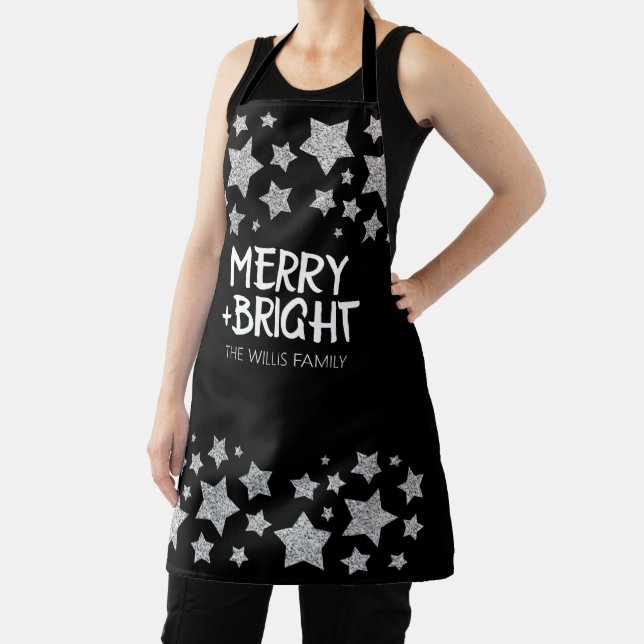 Tablier Christmas Sparkle Stars Joyeux Nom de famille (Insitu)