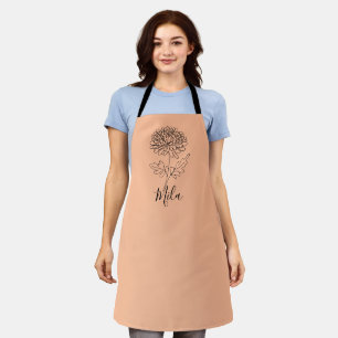 Tablier Chrysanthème de naissance personnalisé de novembre