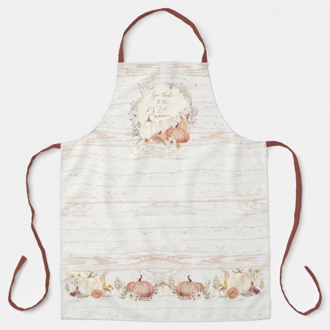 Tablier Chute Florale Citrouille Champignons Donner Merci  (Recto)