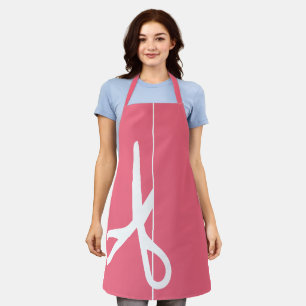 Tablier Ciseaux modernes Liste de cheveux Coral rose