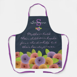 Tablier Citation colorée de mère florale avec Monogramme s