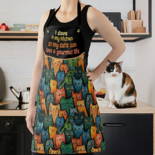 Tablier Citation de chats caricaturés cool amusante Apron (Cool Cartoon Cats Funny Quote Apron)