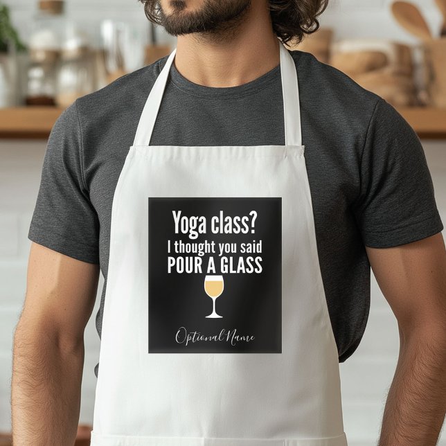 Tablier Citation De Vin Drôle - Cours De Yoga ? Verser un  (Custom Apron with a Photo Collage)