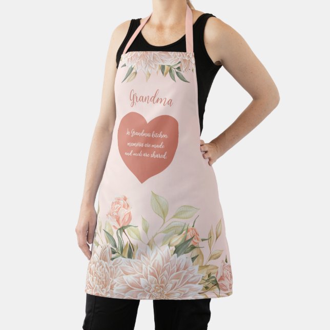 Tablier Citation Grand-Mère Aquarelle Rose Floral (Insitu)