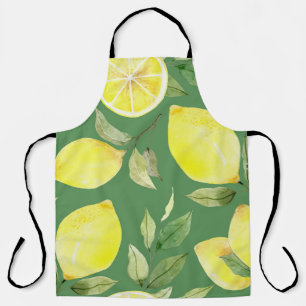 Tablier citron aquarelle, motif de papier peint de fruits.