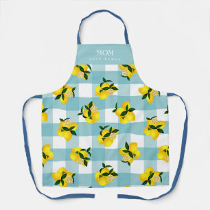 Tablier Citron chic En vichy bleu