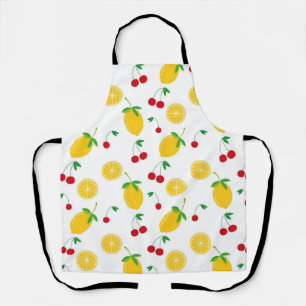 Tablier Citron vibrant d'été et cerises rouges