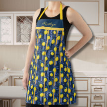 Citrons Bleu Or Rayure Motif Méditerranéen