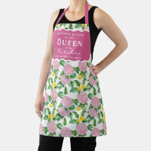 Tablier Citrons d'Hydrangée rose Reine de la cuisine