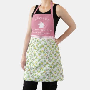 Tablier Citrons floraux roses Citrus Reine de la cuisine