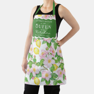 Tablier Citrons floraux roses Citrus Reine de la cuisine