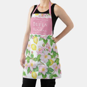 Tablier Citrons floraux roses Citrus Reine de la cuisine