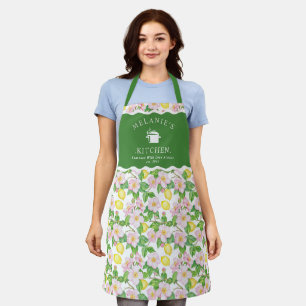 Tablier Citrons floraux roses Citrus Reine de la cuisine