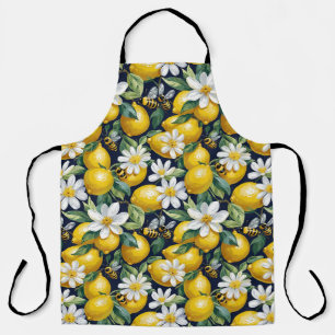 Tablier Citrons jaunes frais avec abeilles affairées et fl