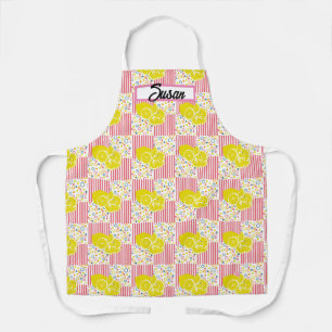Tablier Citrons jaunes Grandes roses Été