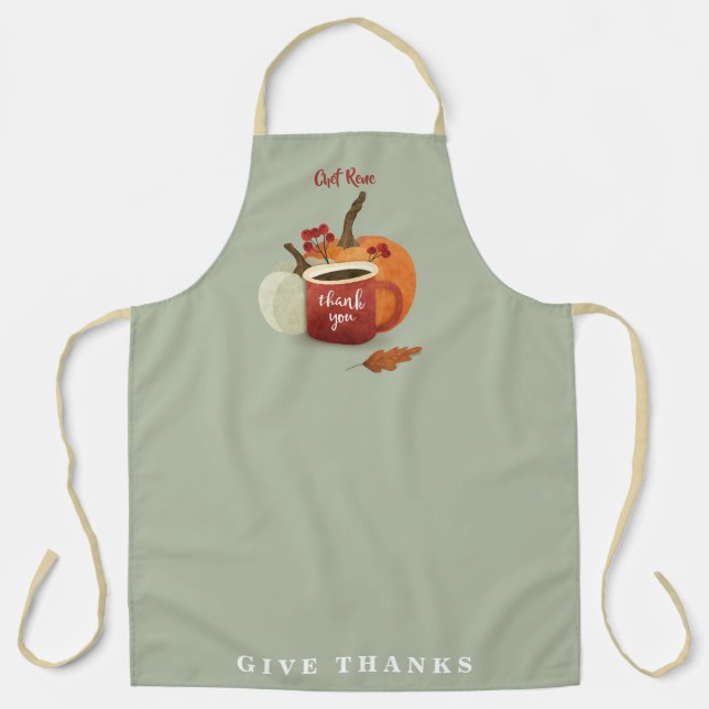 Tablier Citrouille & Café Fête Personnalisée (Recto)