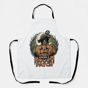 Tablier Citrouille d'Halloween Chat Tache Brute Gravure Vi