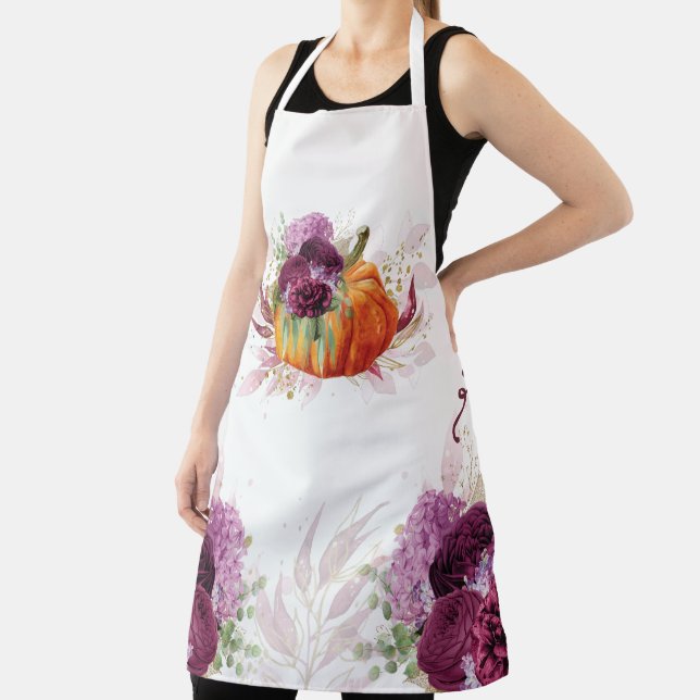 Tablier Citrouille floral violet de Thanksgiving (Insitu)