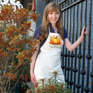 Tablier Citrouille Thanksgiving Custom Fall Kitchen Cadeau