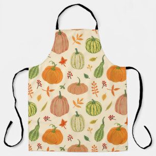Tablier Citrouille vert et orange, motif sans soudure.