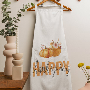 Tablier Citrouilles d'aquarelle et Bon thanksgiving orange