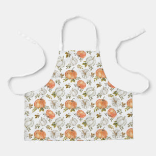 Tablier Citrouilles d'aquarelle et Motif d'automne de feui