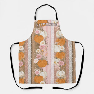 Tablier Citrouilles d'automne & dentelle fleurie Motif san