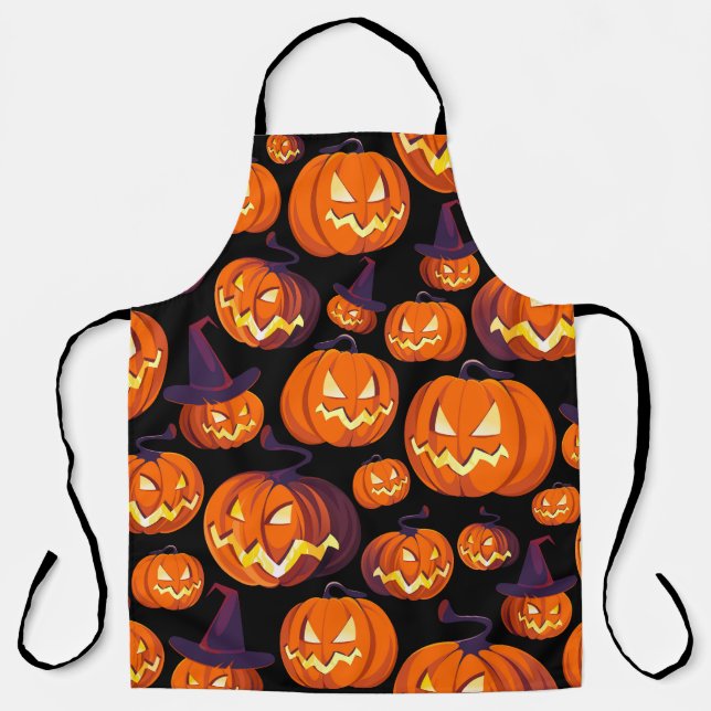 Tablier Citrouilles d'Halloween : Motif Éffrayant sans cou (Recto)