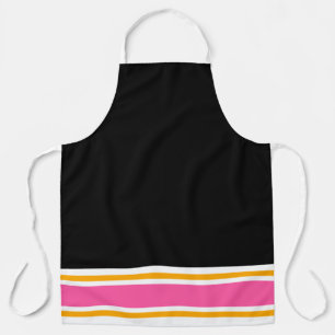 Tablier Clair amusant noir rose jaune blanc rayures de cou