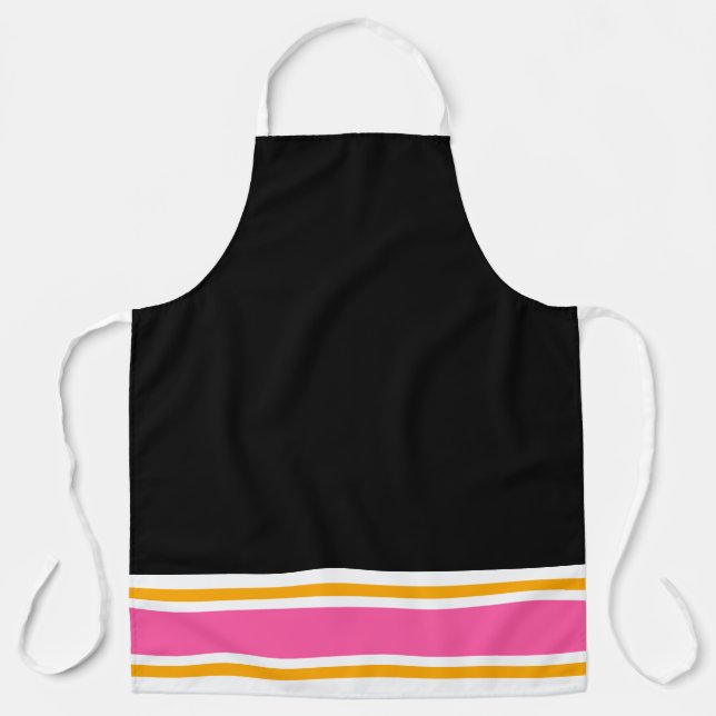 Tablier Clair amusant noir rose jaune blanc rayures de cou (Recto)