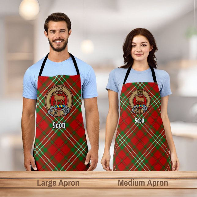 Tablier Clan Scott Crest sur Red Tartan Apron (Créateur téléchargé)