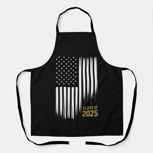 Tablier Classe De 2025 Senior American Flag Graduation (Recto)