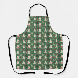 Tablier Classic Green Christmas Tree Pattern Holiday