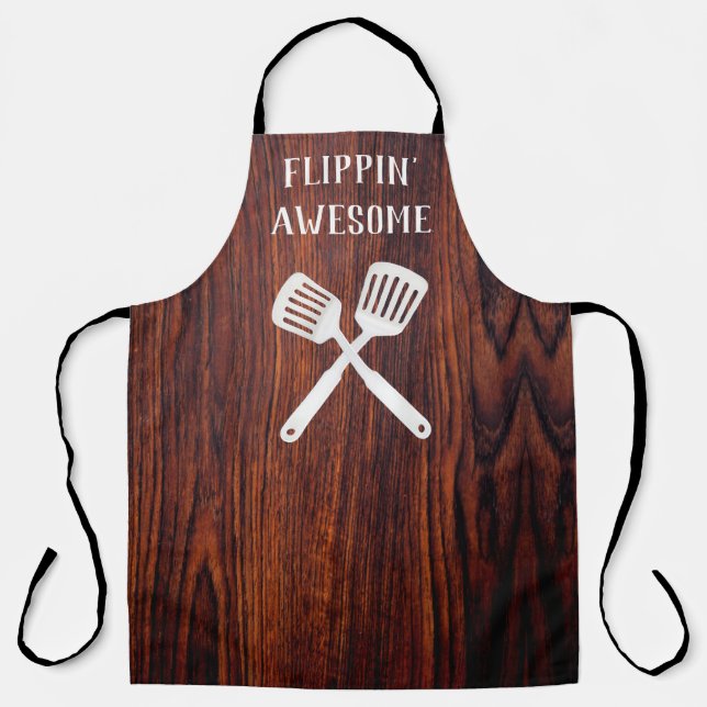 Tablier classique Dark Mahogany grain de bois Flippin’ gén (Recto)