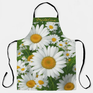 Tablier Classique marguerite motif blanc floral personnali