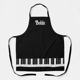 Tablier Clavier de piano noir et blanc Personnalisé
