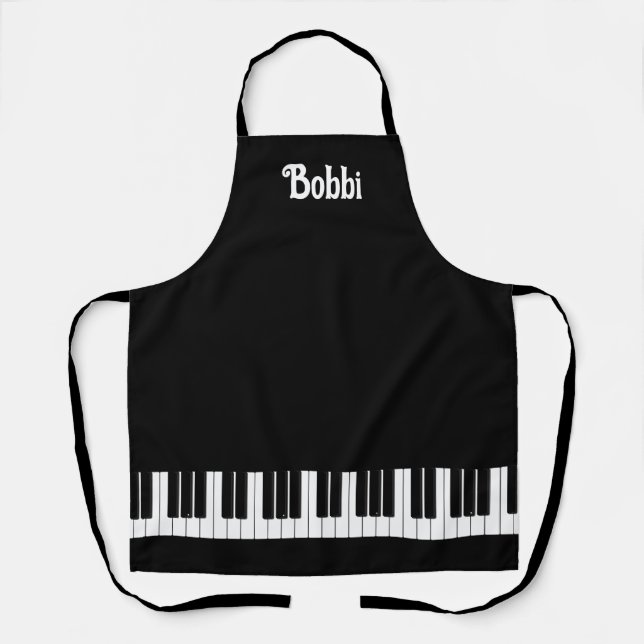 Tablier Clavier de piano noir et blanc Personnalisé (Recto)