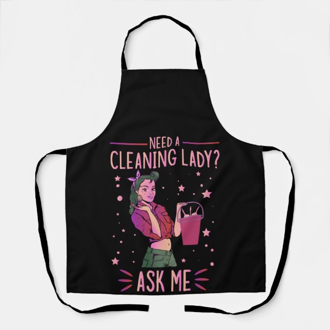 Tablier Cleaning Lady Housekeeper Housekeeping Cleaner Gra (Recto)
