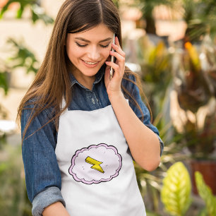 Tablier Cloud rose Boulon de foudre jaune Adulte Apron