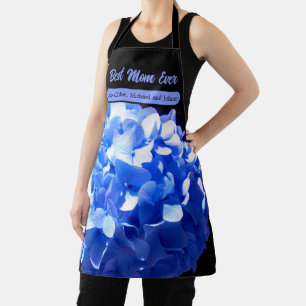 Tablier Cobalt bleu floral élégant bleu hydrangées
