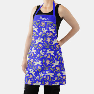 Tablier Cobalt électrique Bleu lapin Floral Jardin Design