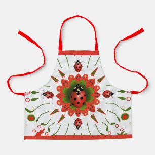 Tablier Coccinelle de Noël Rouge Blanc Enfants Cuisine Ver