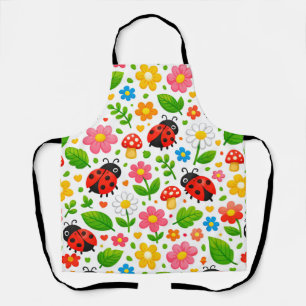 Tablier Coccinelles Mignonnes Fleurs Enfants avec Fleurs e
