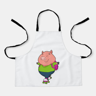 Tablier Cochon à Patinage en ligne avec patins à rouleaux