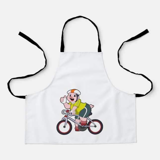 Tablier Cochon avec vélo et casque (Recto)