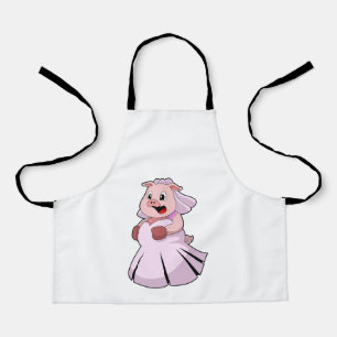 Tablier Cochon en mariée avec robe Mariage.PNG