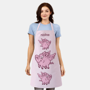 Tablier Cochons volants avec nom et couleur personnalisés