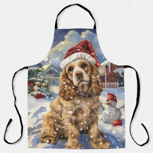 Tablier Cocker Spaniel Merveilleux Paysage d'Hiver Joie de